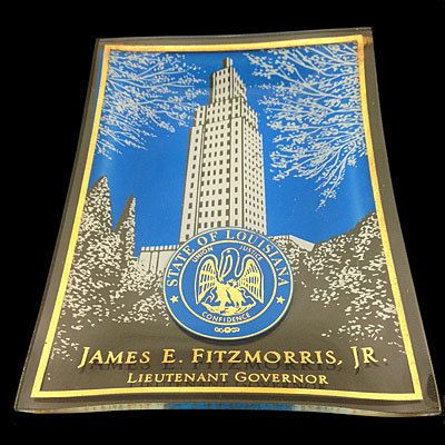 James E. Fitzmorris Jr. Lieutenant Governor of Louisiana State Glass