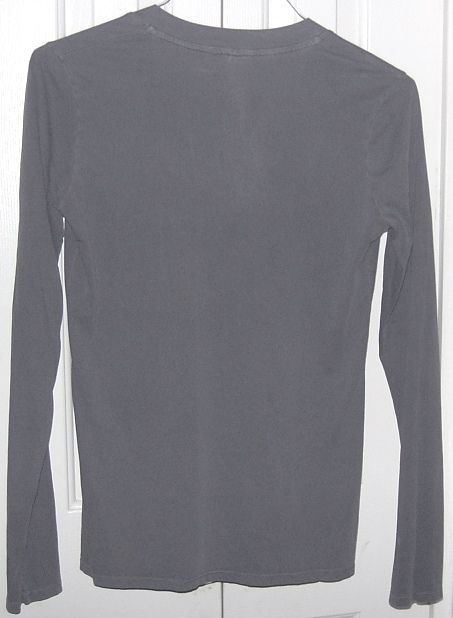 James Perse Standard Gray Combed Cotton Long Sleeve V Neck Tee Top 3