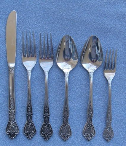 Six Pieces Normandy Japan Stainless Flatware Forks Spoons Knife