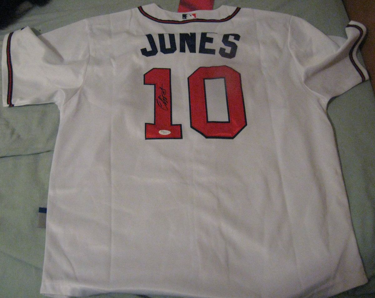 Chipper Jones Atlanta Braves SIGNED Majestic Jersey JSA COA