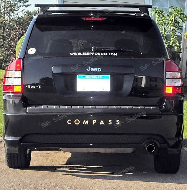 Jeep Compass Chrome Mirror Bumper Back Letters Decals Rear Inserts