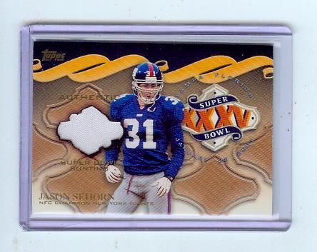 2001 Topps Jason Sehorn Super Bowl Bunting Card Giants