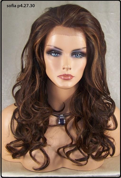 Brown Auburn Lace Front Wig Heat OK Iron Safe Kanekalon Futura Fiber