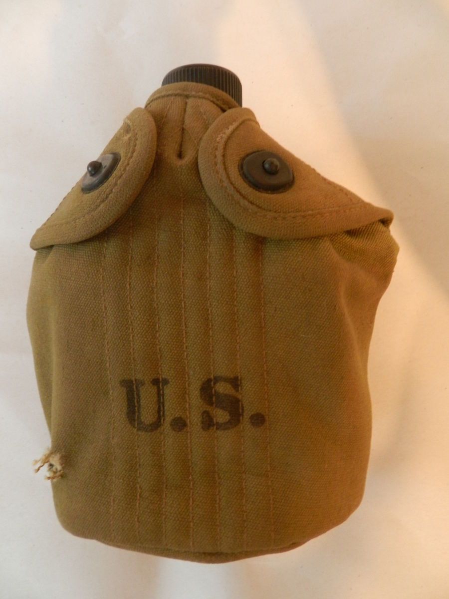  WWII / WW2 US Army 1943 Canteen Set Cover Canteen and Cup JEFF. Q.M.D