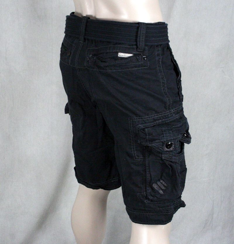 Jetlag Mens Cargo Shorts Athens Black with Removable Belt 1204