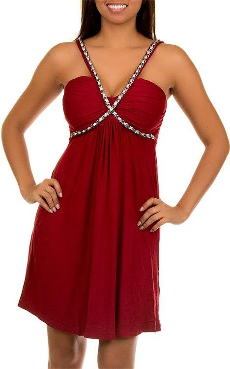  Bandeau Bra Rhinestone Semi Formal Jersey Sun Holiday Dress