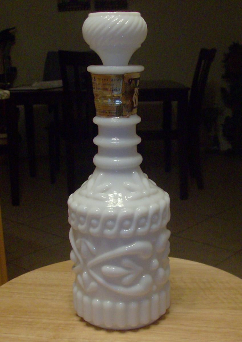 Jim Beam Bonded Beam Milk Glass Whiskey Decanter Vintage