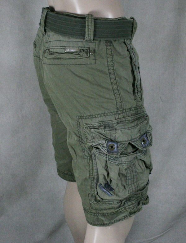 Jetlag Mens Cargo Shorts Athens Olive Green with Belt 1225