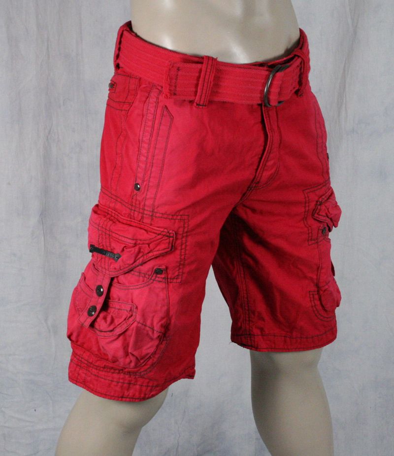 Jetlag Mens Cargo Shorts Bud Red with Belt 1218 Sizes 29 42 New