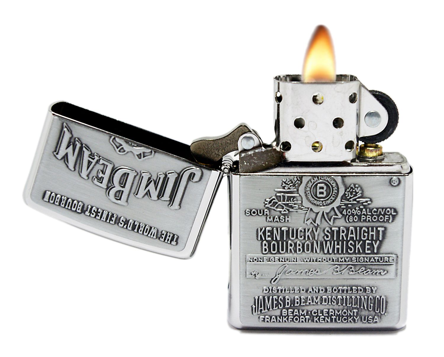 Zippo Classic 250JB 928 Jim Beam Pewter High Polish Chrome Lighter New