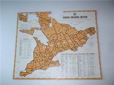 Perfect to add to any Vintage Ontario, Canada; Maps; Jigsaw Puzzles