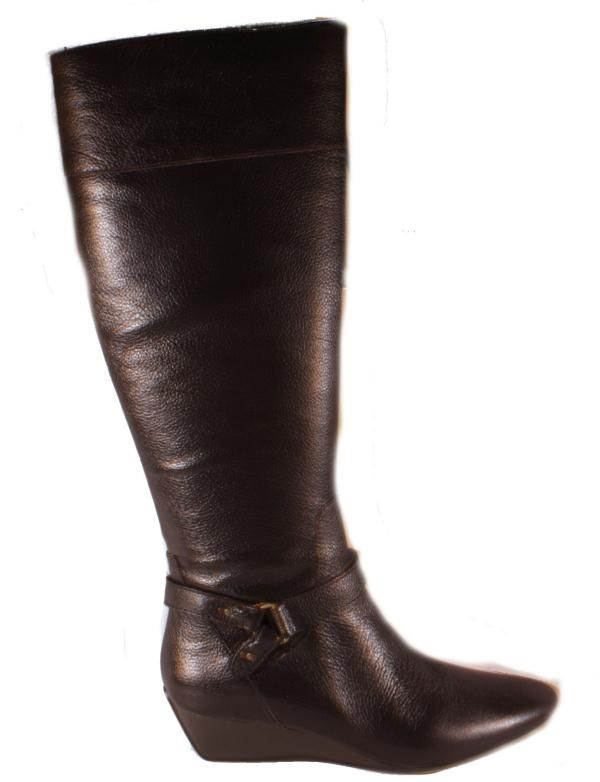Circa Joan & David Yvet Dark Brown Womens Leather Knee High Wedge