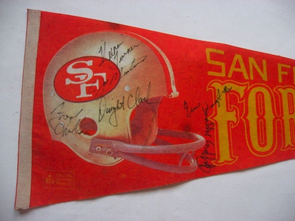 1983 49ers Signed Pennant Joe Montana Dwight Clark