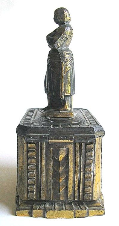 Jeanne D Arc Joan of Arc Metal Bank Art Deco c1920 France French