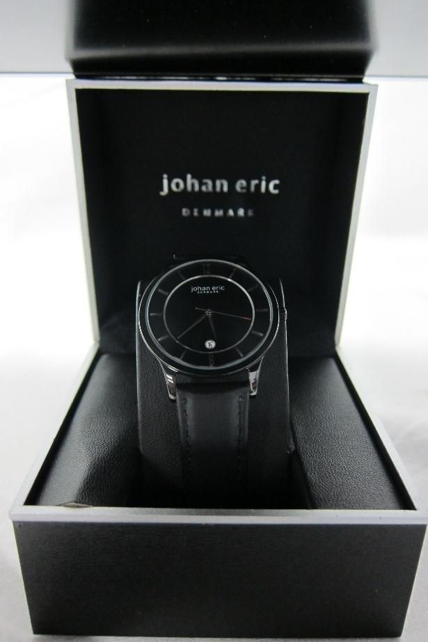 Johan Eric Mens JE2003 13 007 Hobro Black Dial Leather Wrist Watch