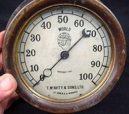 Old Steam Gauge Ashcroft Pat T McAvity Sons St John NB Winnipeg