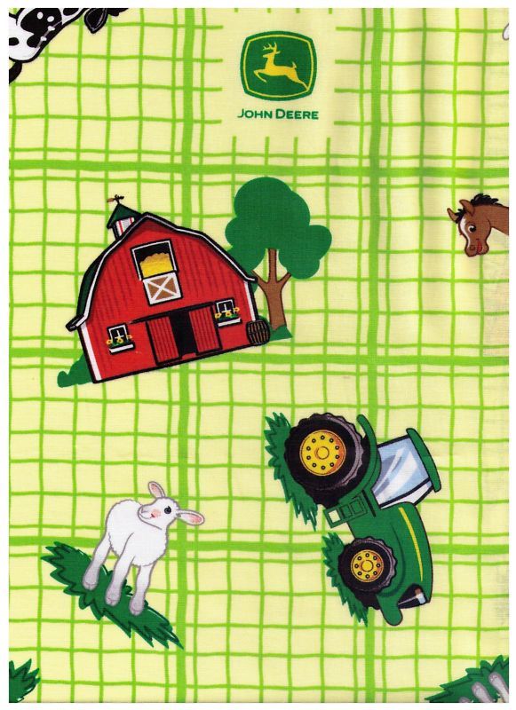 John Deere Plaid Farm Animal Toss by Springs Creative BTY