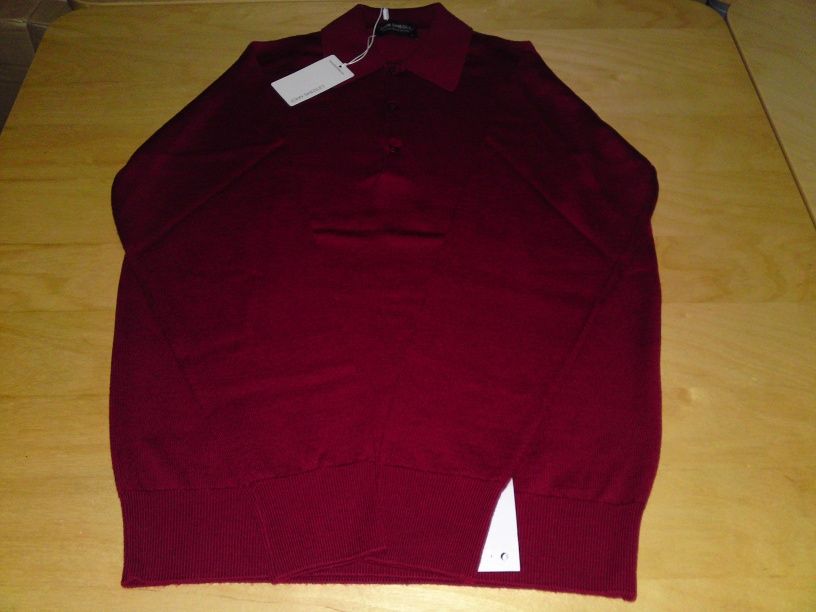 John Smedley Chiltern Polo Neck Merino Jumper Small Burgundy Made in England  