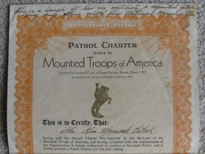 RARE 1931 PAWNEE BILL Signed Mounted Troops of America Document KEN MAYNARD  