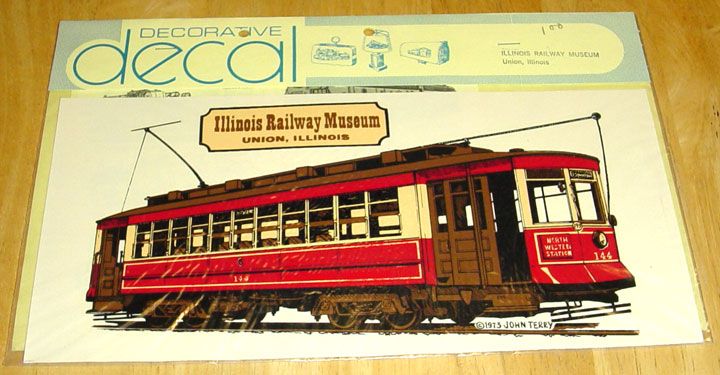 John Terry Studio 1973 Decorative Decal Illinois Railway Museum Trolley  