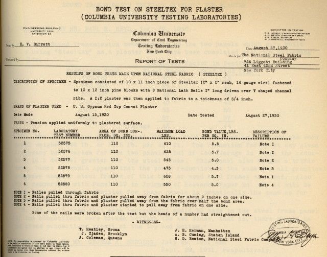 Johns Manville Steeltex Plaster Building Test Results Asbestos Red Top Cement  