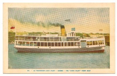 Antique Postcard Quebec Louis Joliet Steam Boat Ferry  