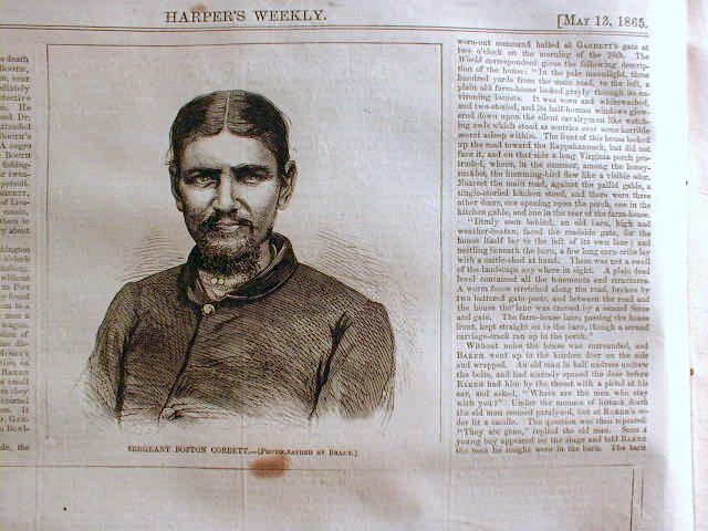 1865 Illustrated Civil War Newspaper Lincoln Assassin John Wilkes Booth Killed  