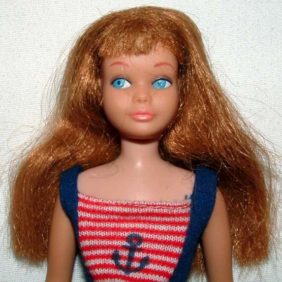 1960s BARBIE MATTEL REDHEAD BENDABLE LEG SKIPPER DOLL w 3465 SWEET ORANGE OUTFIT  