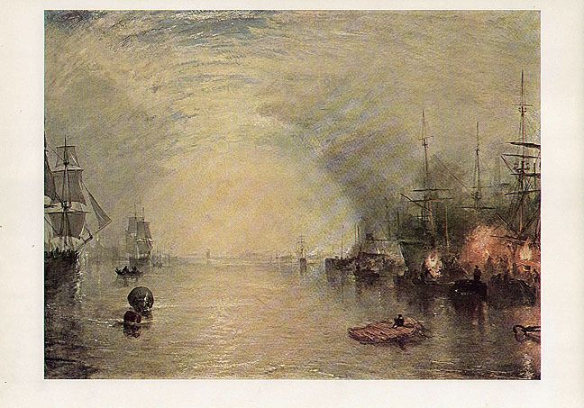 Joseph M w Turner Print Vintage 1945 Keelmen Heaving in Coals by Moonlight  