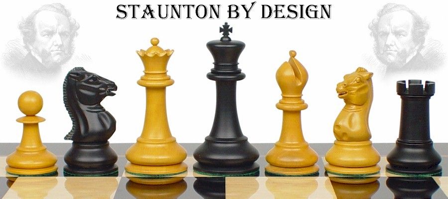 New Morphy Staunton Chess Set Antiqued Ebony 4" King  