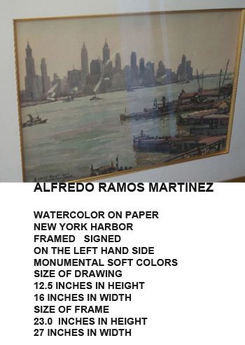 Alfredo Ramos Martinez Watercolor Framed Signed  