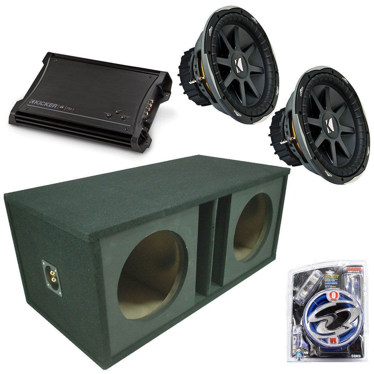 KICKER STEREO DUAL 12 CVX12 VENTED SUBWOOFER SUB BOX ENCLOSURE ZX750 1