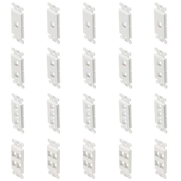 20 Lot Keystone Jack Decora Style 1 2 3 4 Port Empty Cavity White Wall