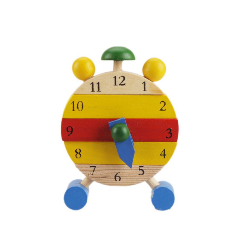 Detachable Wooden Alarm Clock Kids Teaching Aid New