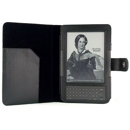 For  Kindle 3 WiFi 3G Black Leather Case Cover Jacket + Screen