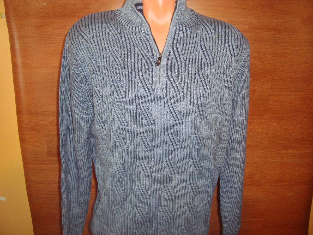 148 Mens XL Tommy Bahama Pullover Kinsley Cable 1 2 Zip Admiral Blue