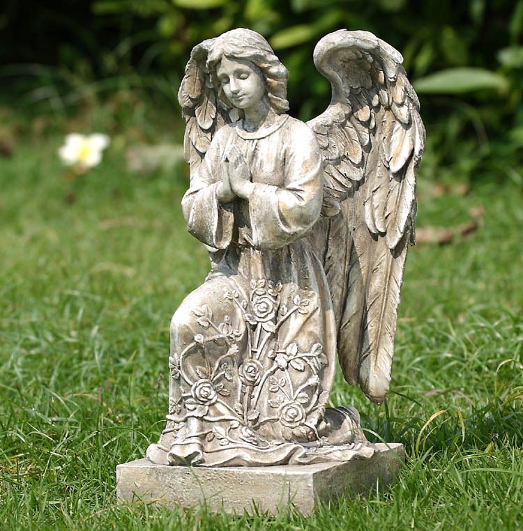 New Kneeling Praying Garden Angel Statue Cherub Decor on PopScreen