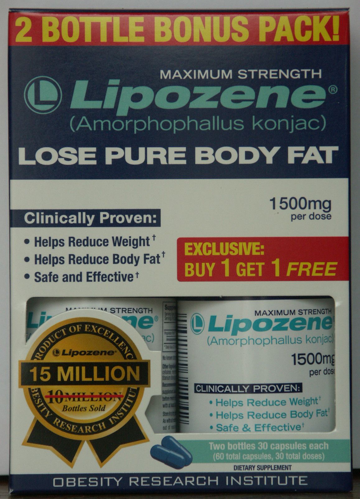 Lipozene 1500mg Max Strength 60 Caps Free