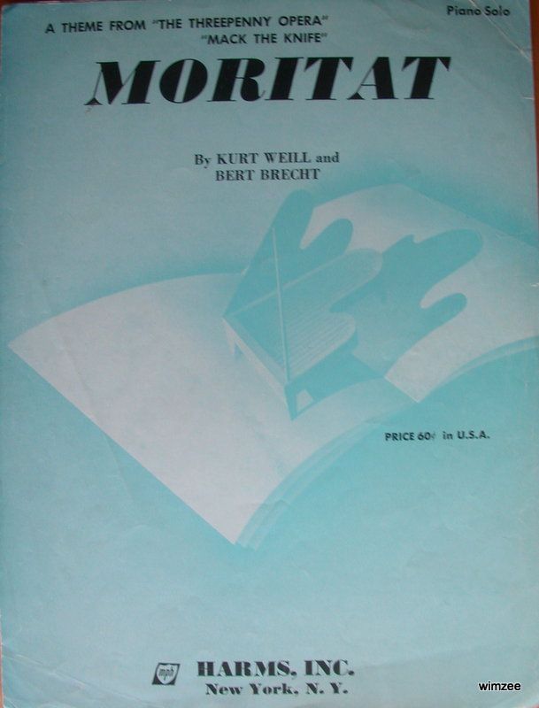  MORITAT MACK THE KNIFE 1956 Three Penny Opera Kurt Weill piano solo