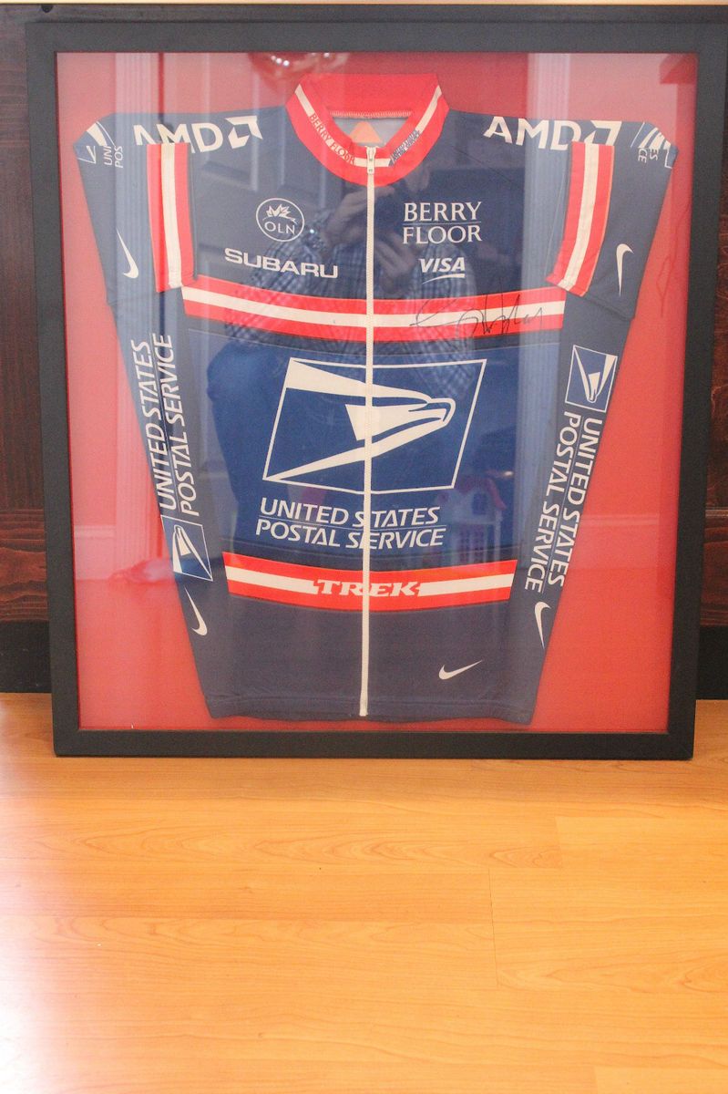 LANCE ARMSTRONG SIGNED BLUE USPS TOUR de FRANCE TEAM JERSEY**7 TIMES