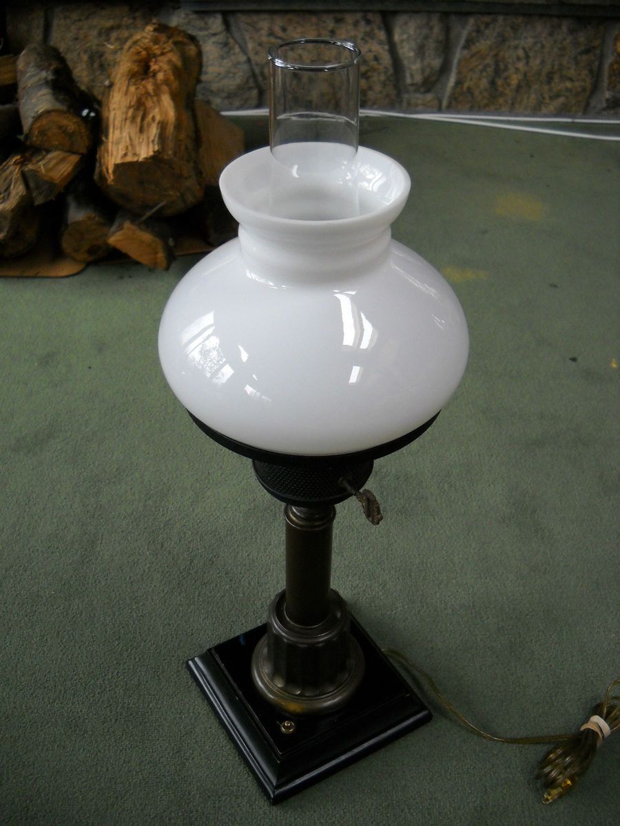 Vintage Original Brass Hurricane Table Lamp WOW