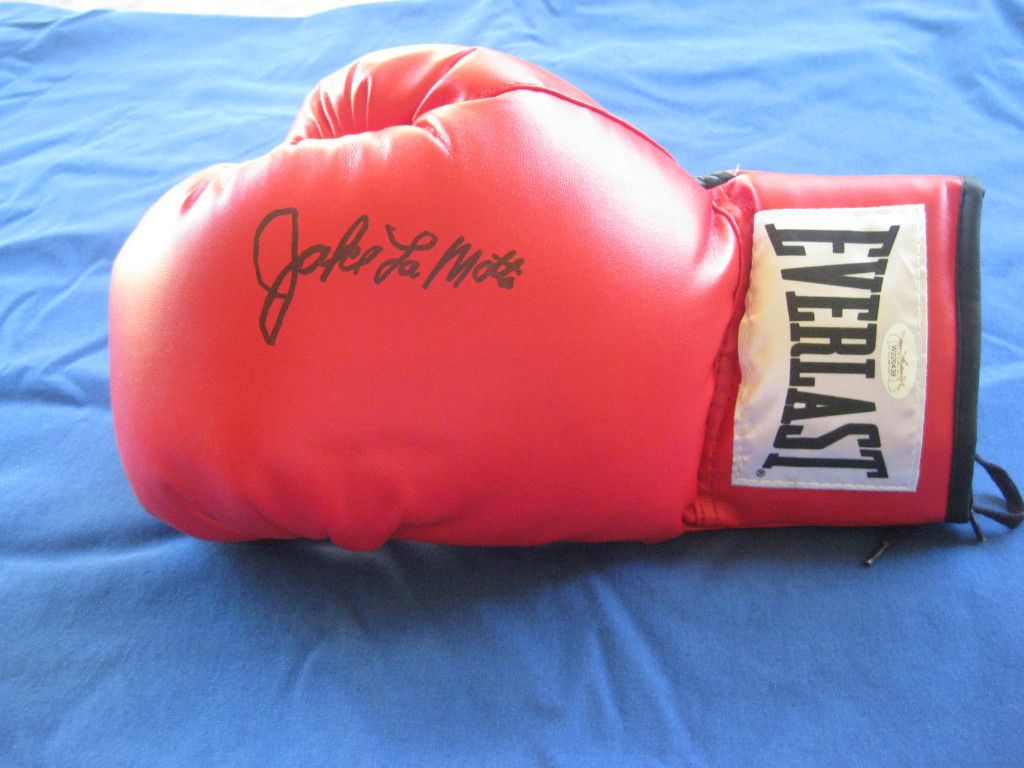 Jake The Raging Bull LaMotta Signed Autographed Boxing Glove JSA