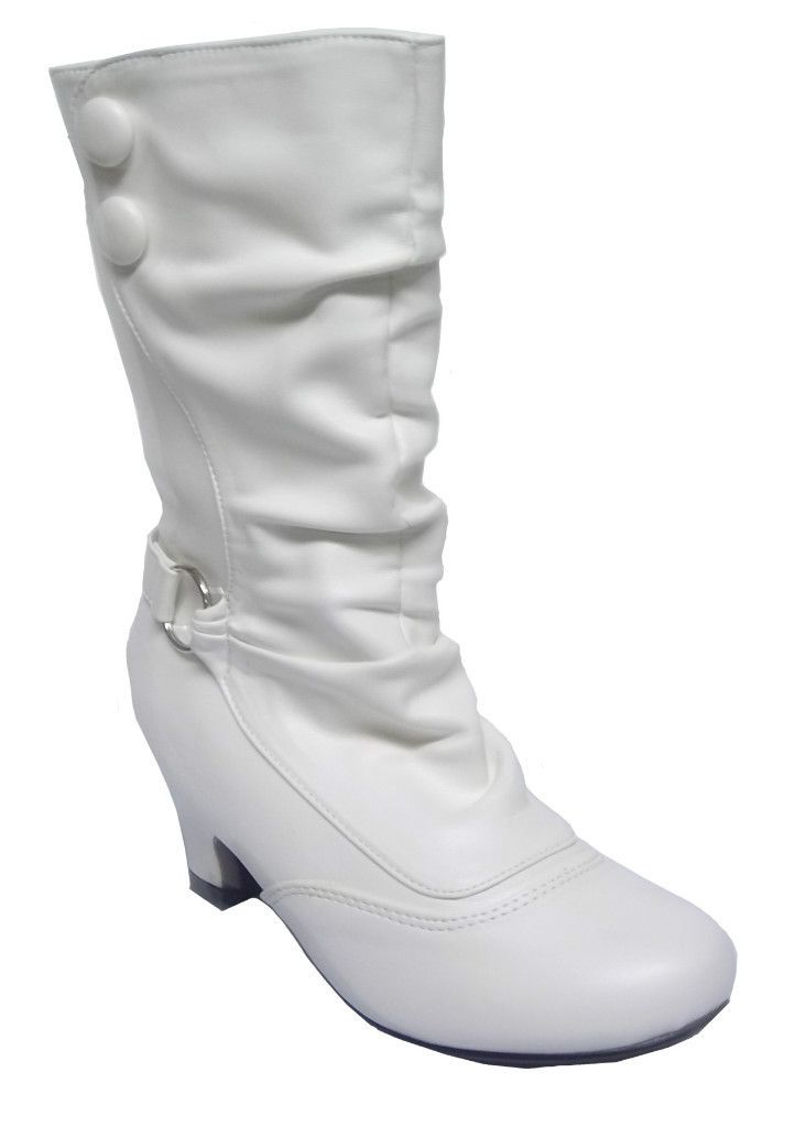 Lasonia Wet Youth Girls White Knee High Trendy Dress Boots