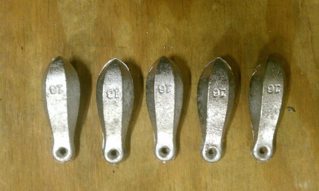 16oz Bank Bottom Lead Fishing Weights Sinkers Lot of 5