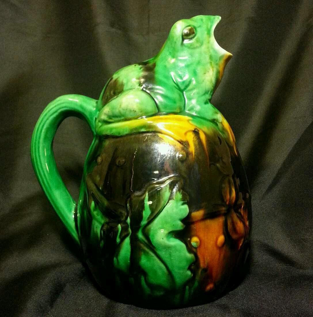  Antique Minton c.1875 Victorian Leon Solon Majolica Frog