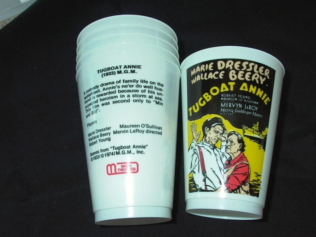 Vtg Slurpee NOS Cups Mann Theaters Tugboat Annie Dressler Berry