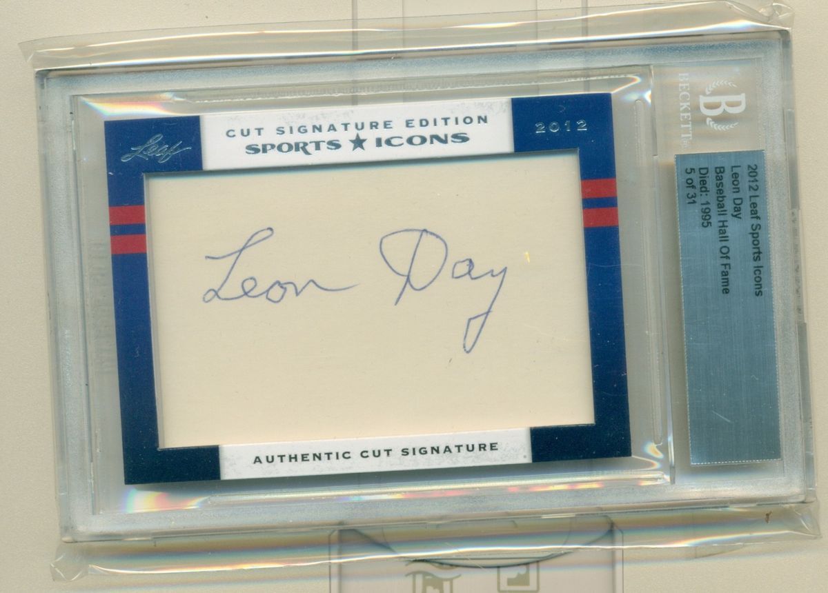 2012 Leaf Sports Icons Leon Day Cut Auto 5 31 HOF