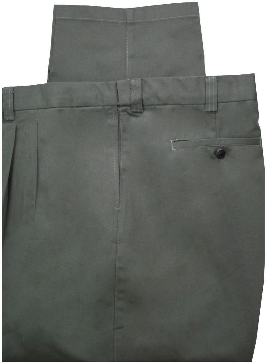 Mens Oak Hill Gray Expandable Waist 50 x 30 Pants Pleated