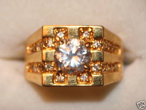 Mens 14k Hge Lind Ring w Large CZ Size 9 3 4