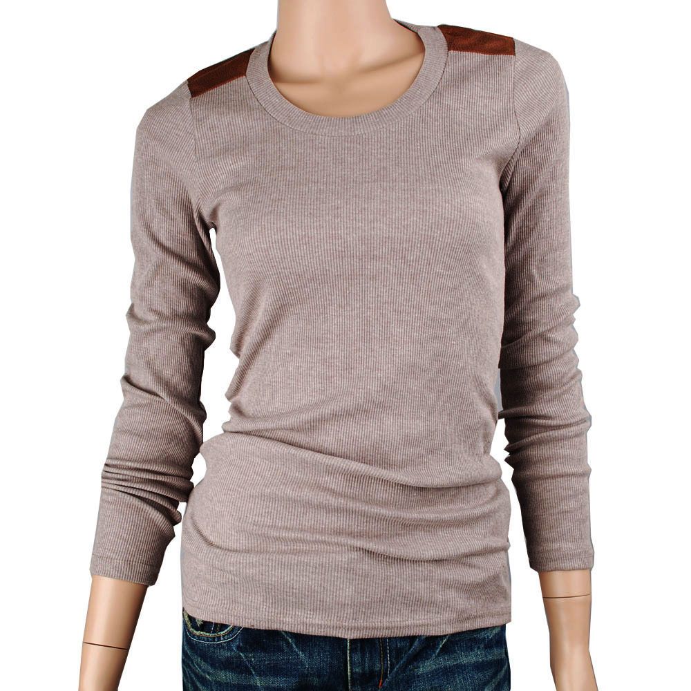 FreeShipping Women Point Basic Long sleeve Elastic T shirt BB 068